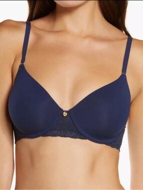 NWOT NATORI BLISS PERFECTION CONTOUR UNDERWIRE BRA IN NAVY BLUE Size 32B